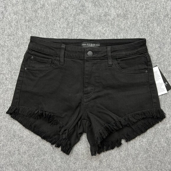 Guess Pants - Guess Riley Frayed Hem Jean Shorts Women's Size 26 Black Denim NWT